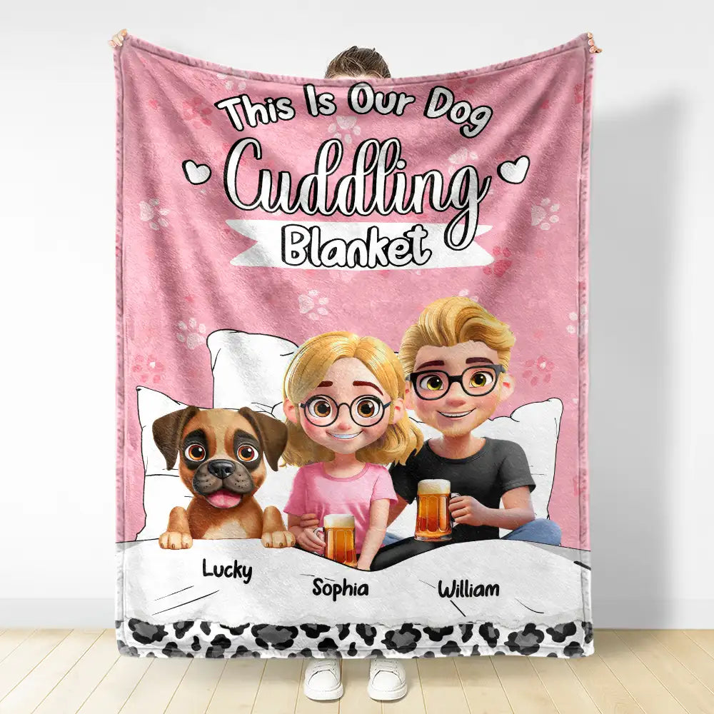 Personalized Dog Cuddling Blanket for Family with Names - Cozy Gift for Pet Lovers Blanket MagicInPrints