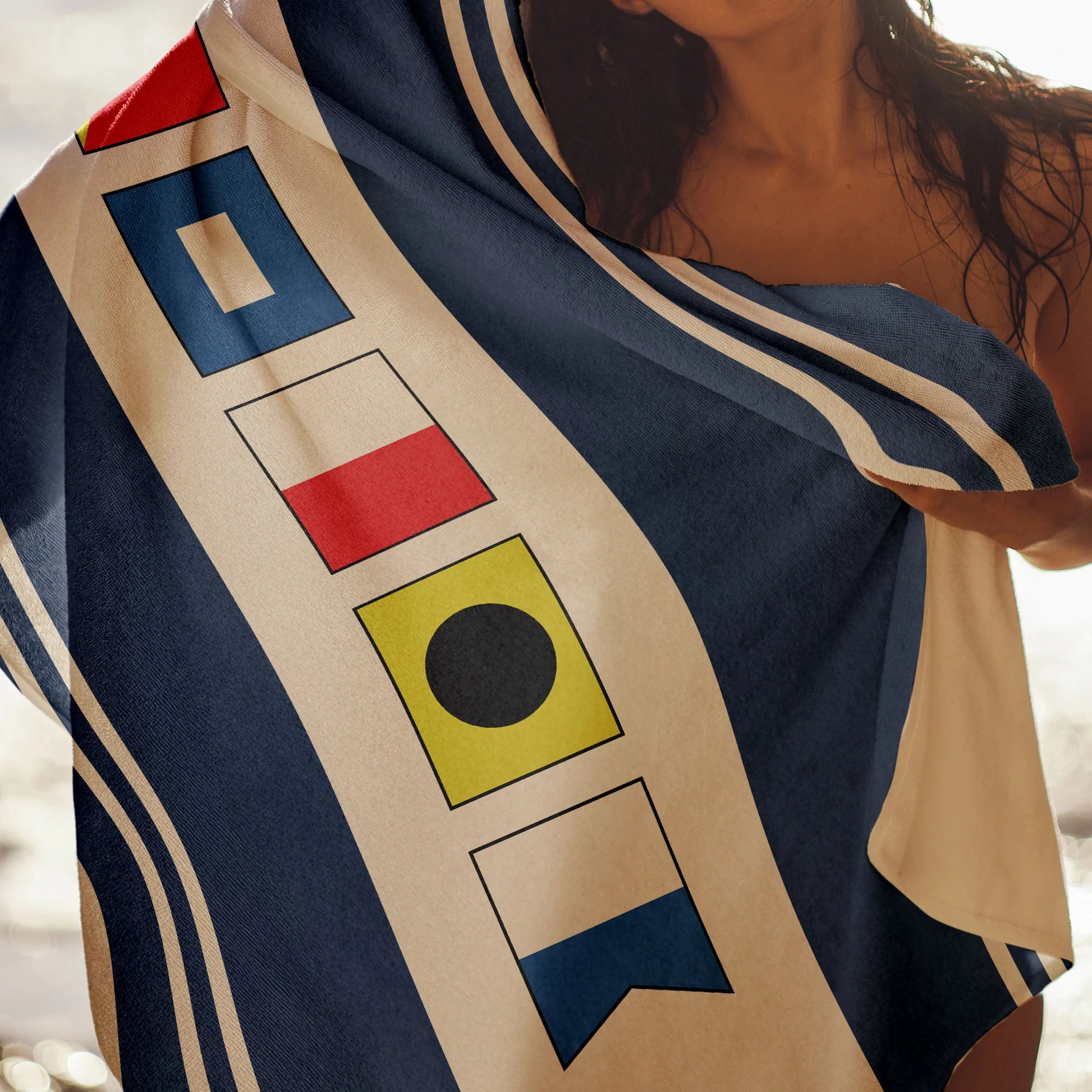 Nautical Signal Flag Beach Towel for Adults - Summer Beach Essentials Beachwear MagicInPrints