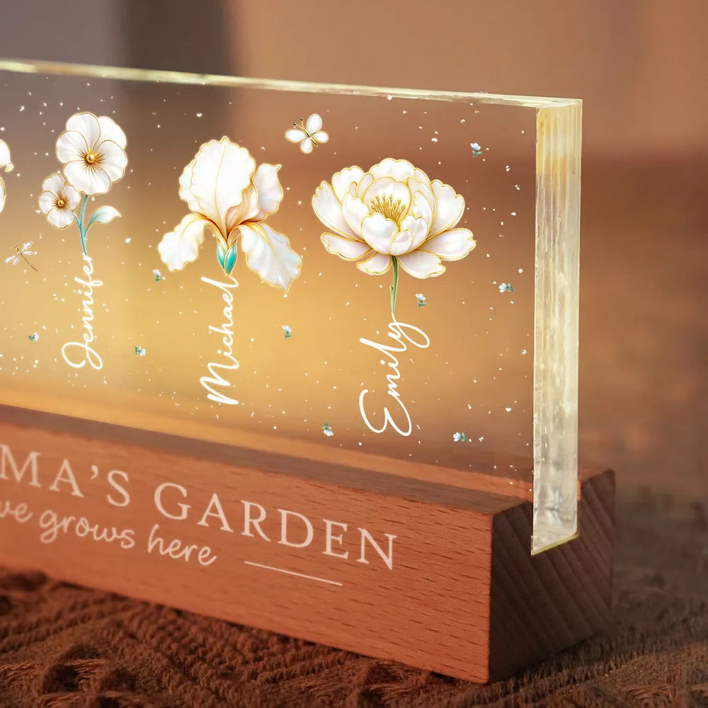 Personalized Acrylic Flower Block for Grandma - Custom Names Gift Plaque MagicInPrints