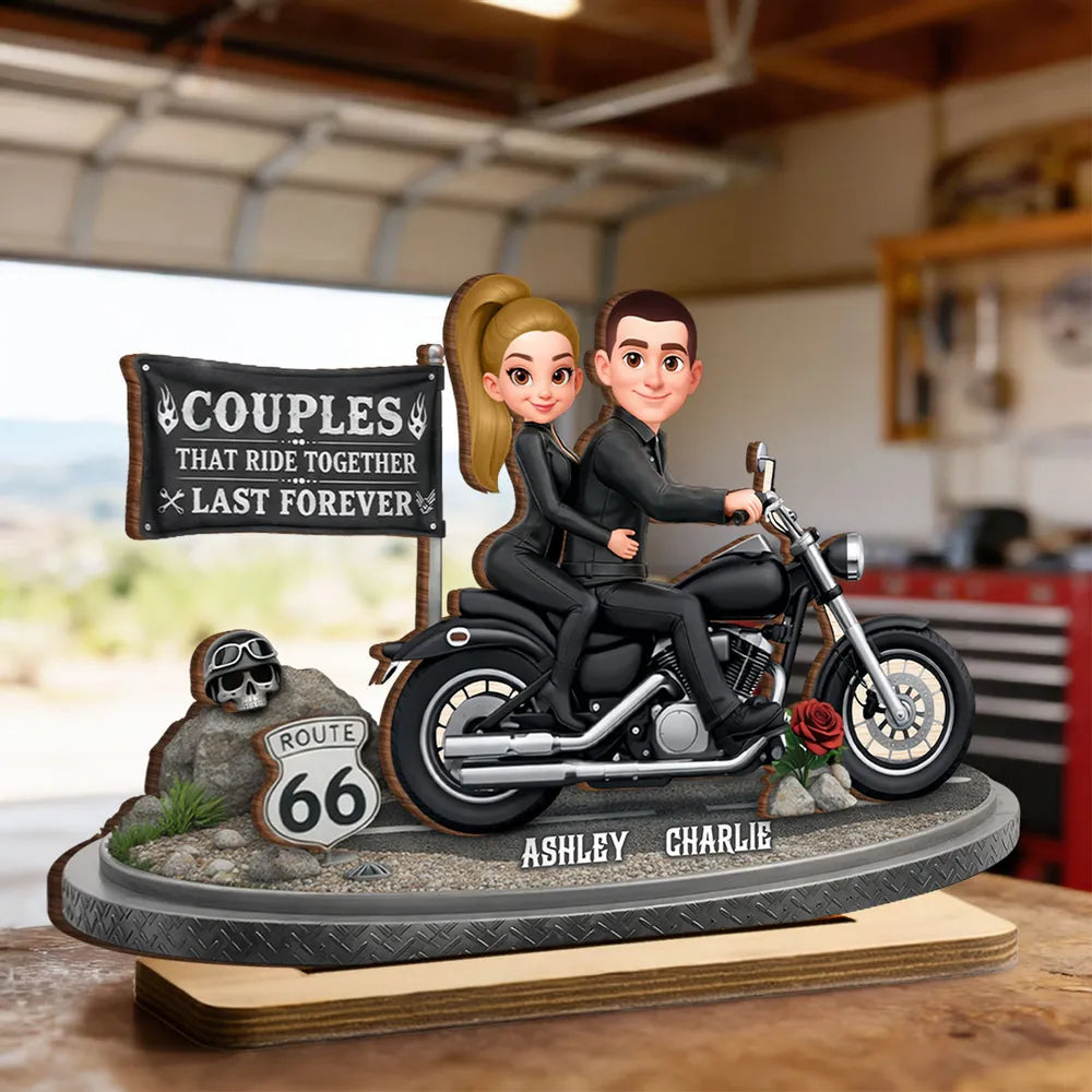 Custom Motorcycle Couple Figurine for Bikers - Romantic Gift Plaque MagicInPrints