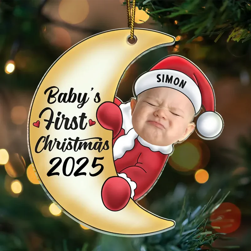 Personalized Baby's First Christmas Ornament 2025 - Custom Photo Keepsake Ornament MagicInPrints
