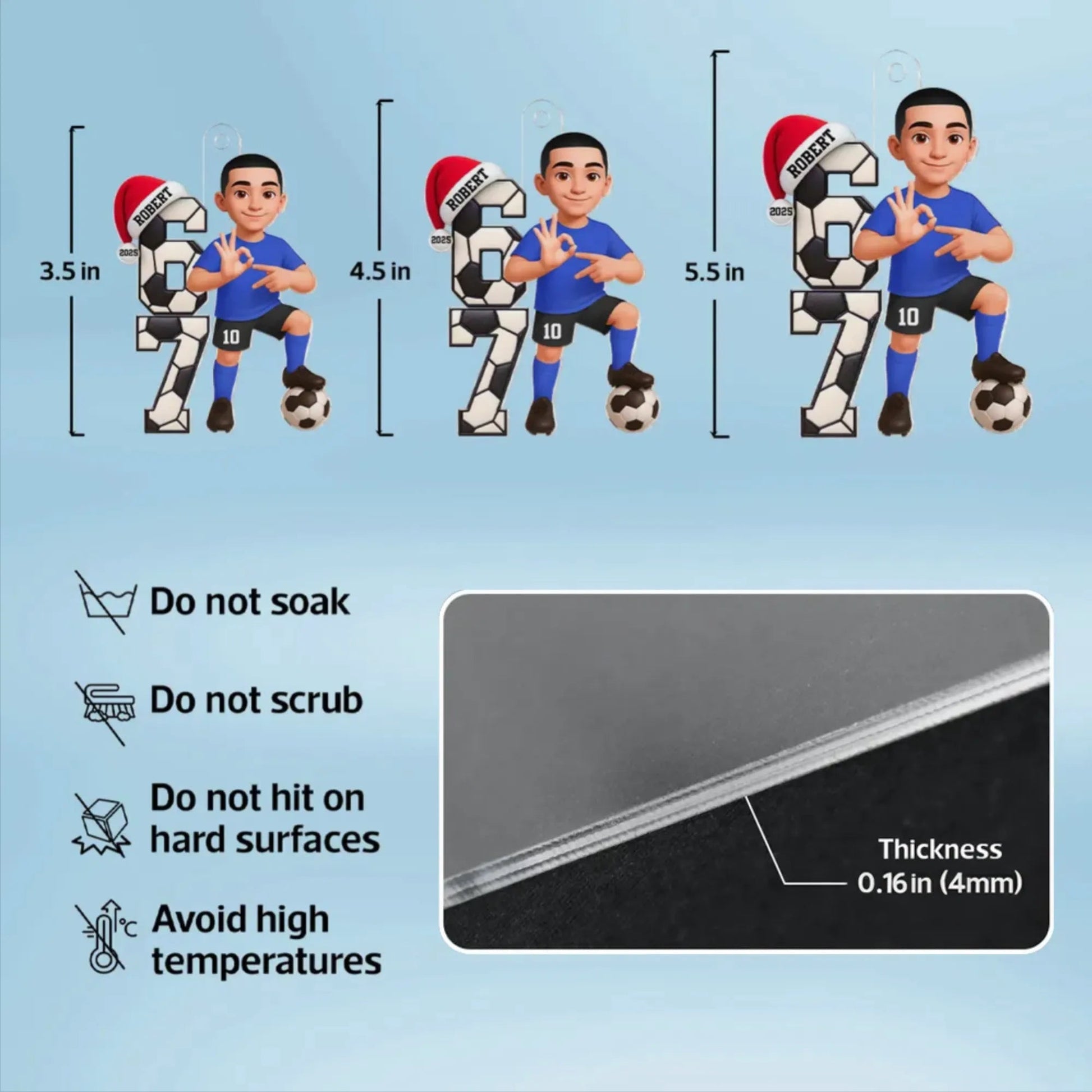 Personalized Soccer Player Christmas Ornaments for Kids - Holiday Gift Ornament MagicInPrints