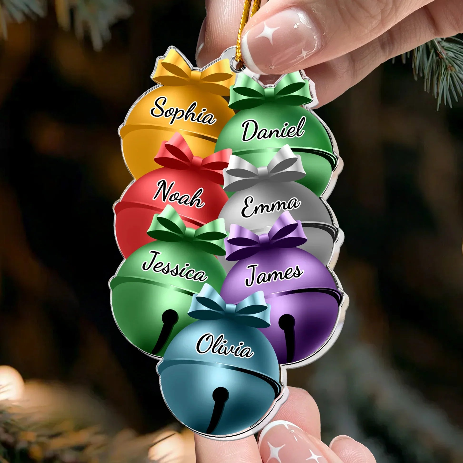 Personalized Christmas Bell Ornament for Family - Holiday Tree Decoration Ornament MagicInPrints