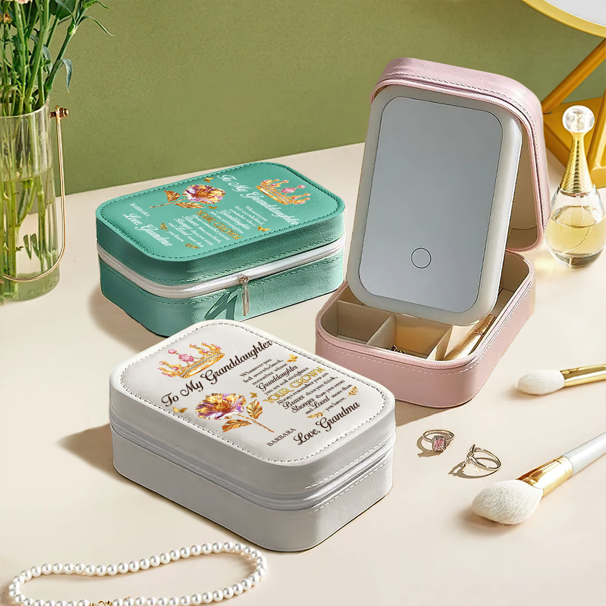 Personalized Jewelry Box for Granddaughter with Inspirational Message - Sentimental Gift Beauty Tools MagicInPrints