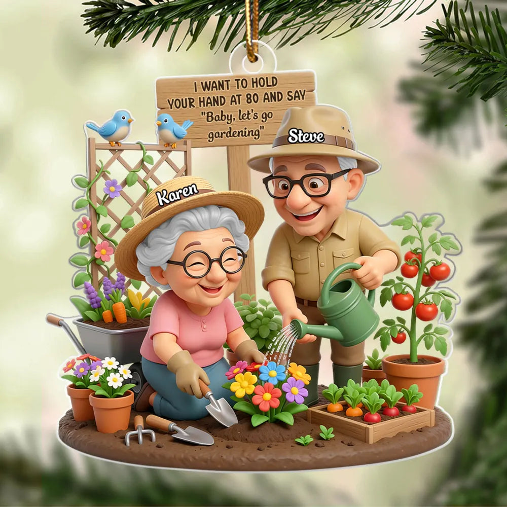 Personalized Gardening Couple Ornament for Seniors - Anniversary Gift Ornament MagicInPrints