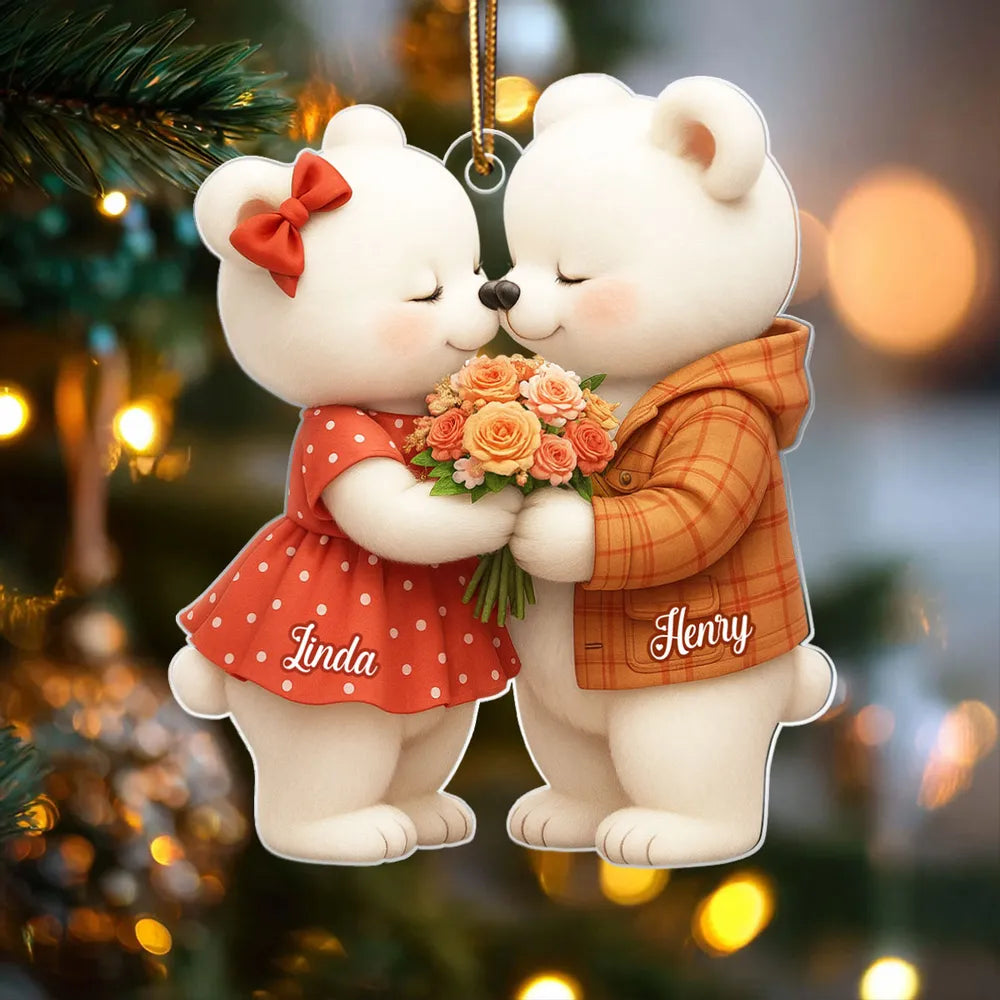 Personalized Bear Couple Car Ornament for Couples - Romantic Gift Car Hanger MagicInPrints