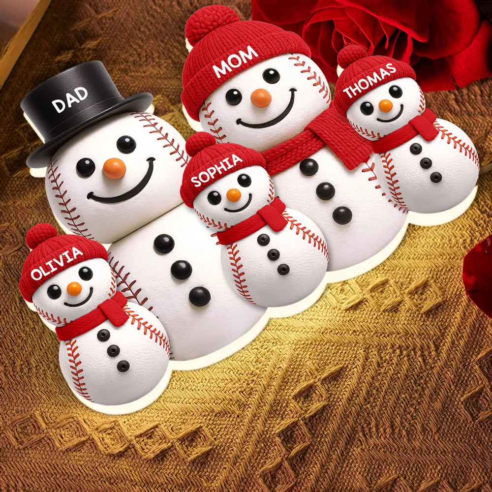 Personalized Snowman Family LED Light Decor for Christmas - Custom Names Plaque MagicInPrints
