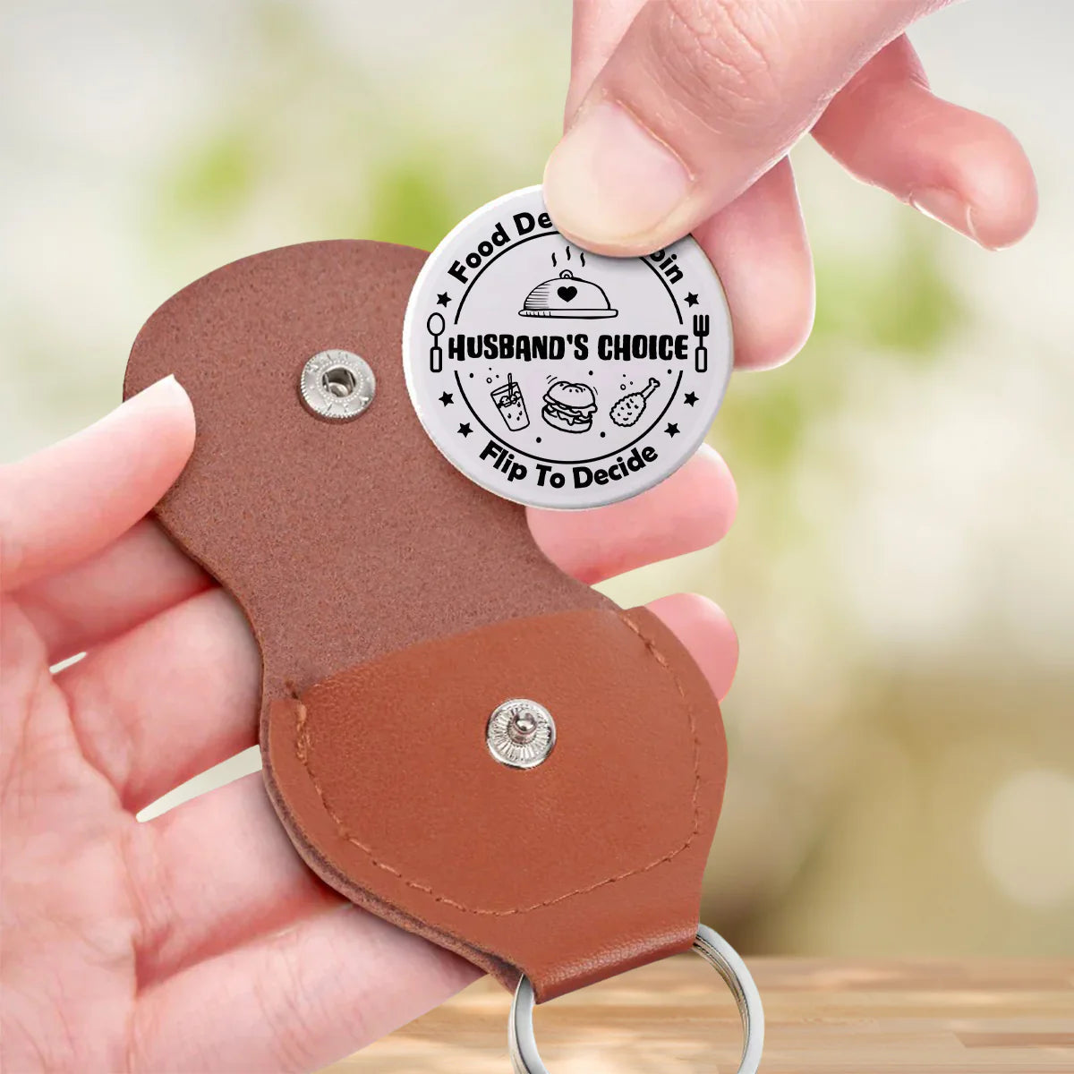 Personalized Food Decision Coin Keychain for Couples - Fun Dining Choice Keychain MagicInPrints
