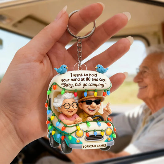 Personalized Senior Couple Keychain for Grandparents - Sentimental Camping Gift Keychain MagicInPrints