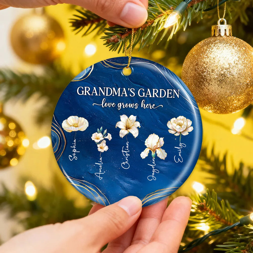 Personalized Family Ornament for Grandma - Floral Design Keepsake Ornament MagicInPrints