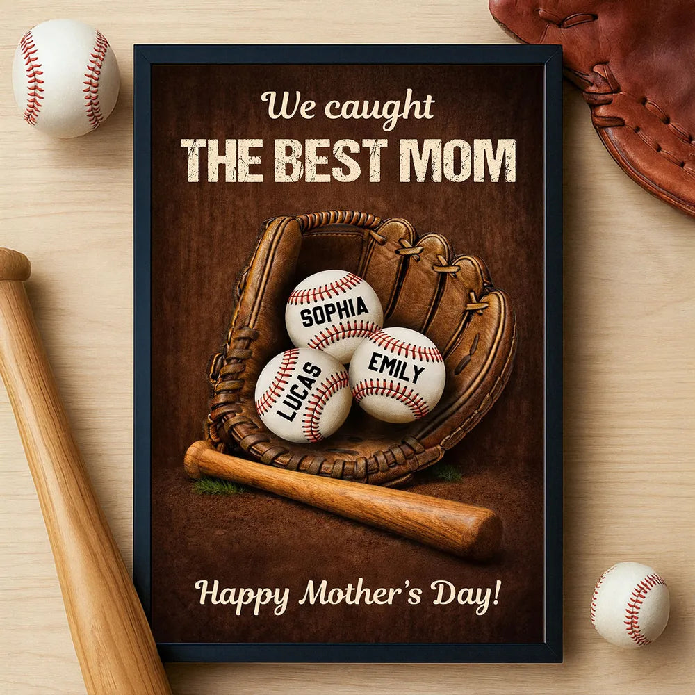 Personalized Baseball Mom Poster for Mother's Day - Custom Names Gift Poster or Canvas MagicInPrints