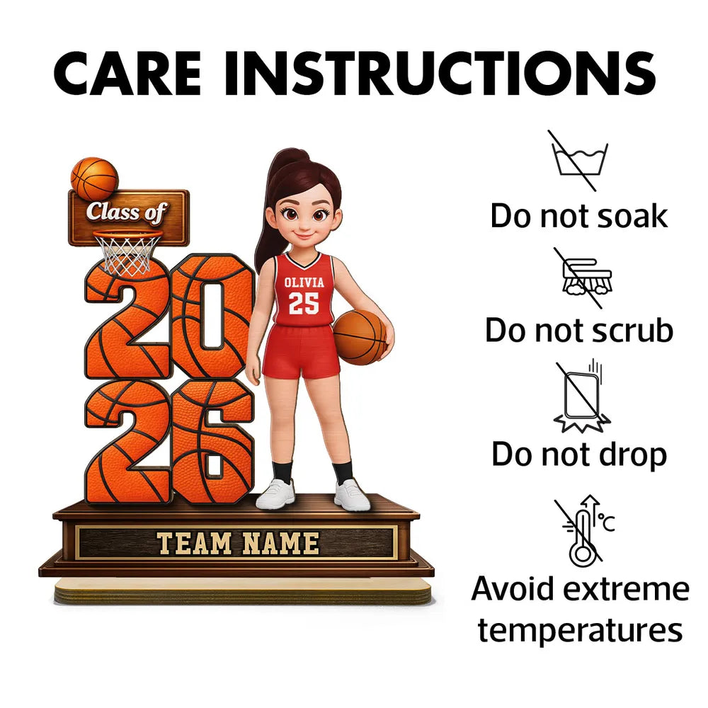 Personalized Basketball Graduation Figurine for Class of 2026 - Custom Team Name Plaque MagicInPrints