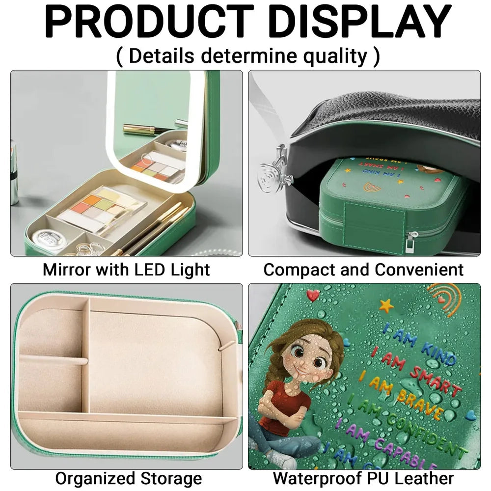 Personalized Kids Vanity Case with Mirror - Inspirational Affirmations Beauty Tools MagicInPrints