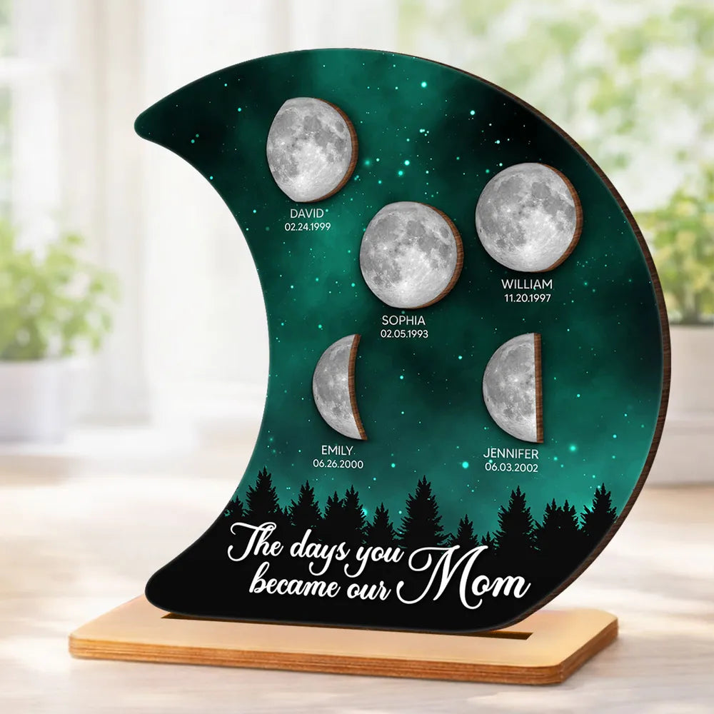Personalized Moon Phase Plaque for Mom - Family Birthdays Gift Plaque MagicInPrints
