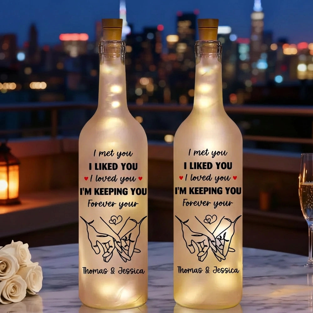 Personalized LED Wine Bottle Lamp for Couples - Romantic Gift for Anniversaries Lamp MagicInPrints