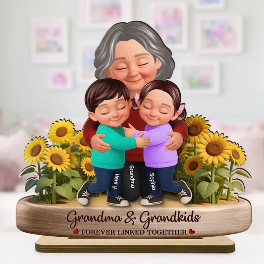 Personalized Grandma and Grandkids Wooden Sculpture - Sentimental Gift for Family Plaque MagicInPrints