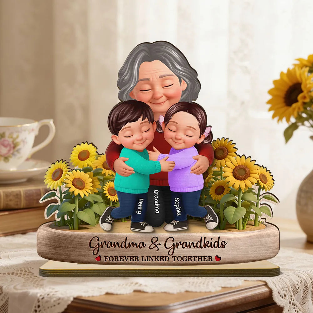 Personalized Grandma and Grandkids Wooden Sculpture - Sentimental Gift for Family Plaque MagicInPrints