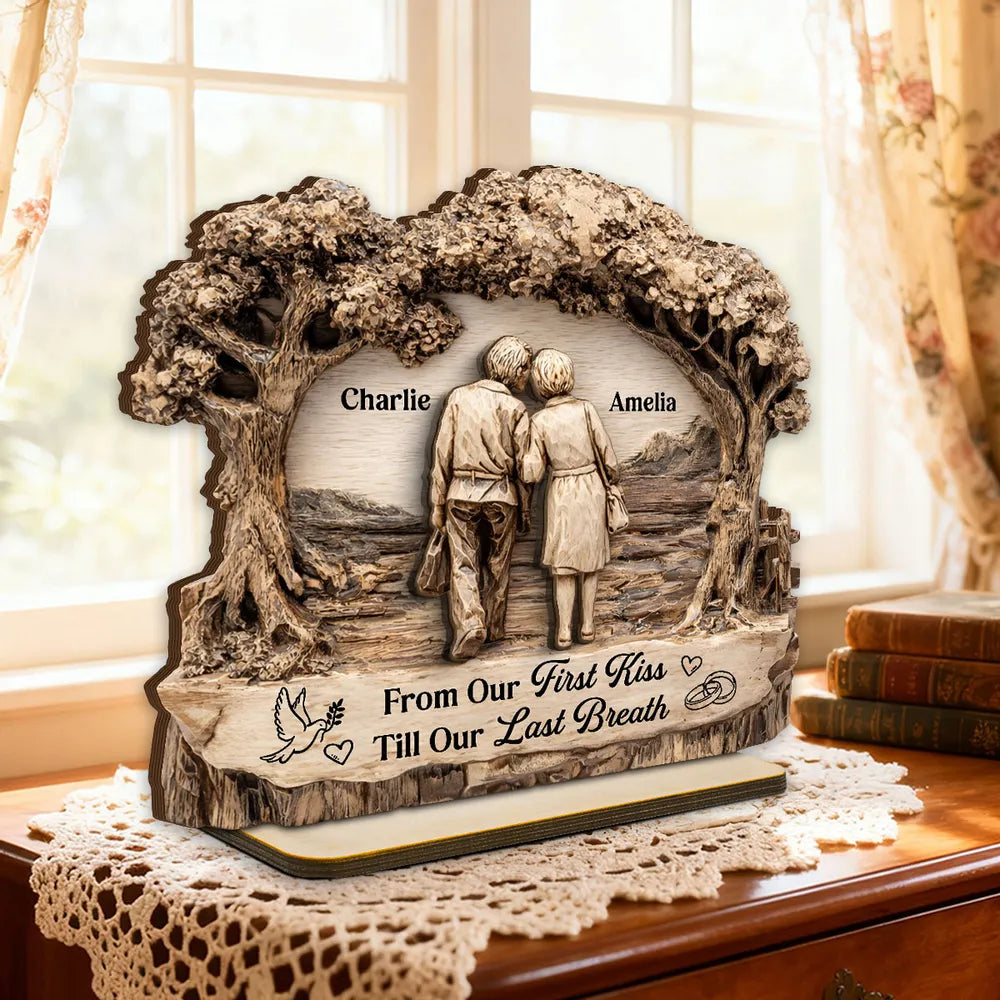 Personalized Wooden Couple Sculpture for Anniversary - Sentimental Gift Plaque MagicInPrints