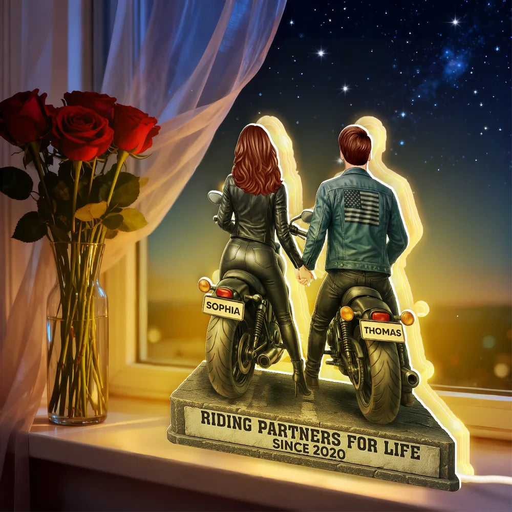 Custom Motorcycle Couple Figurine for Bikers - Anniversary Gift Plaque MagicInPrints