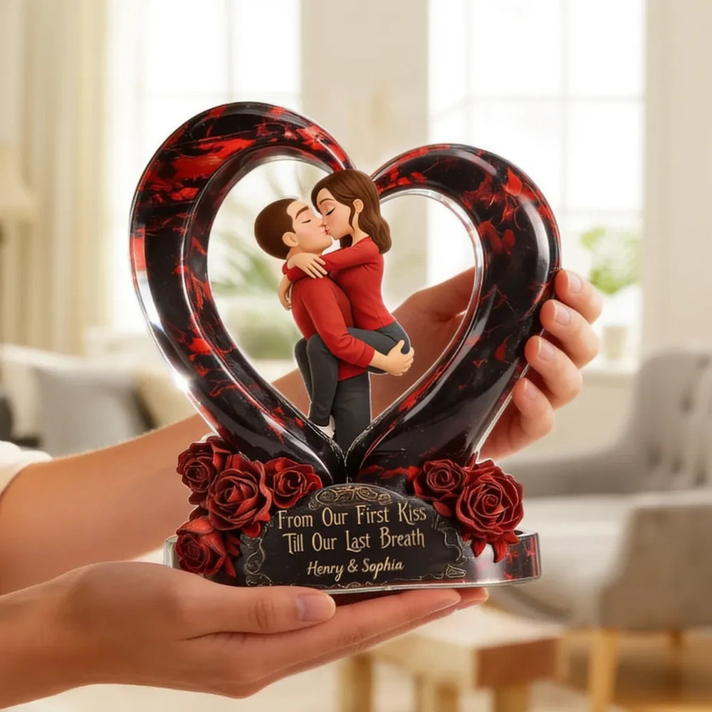 Custom Couple Heart Sculpture for Lovers with Romantic Message - Anniversary Gift Plaque MagicInPrints