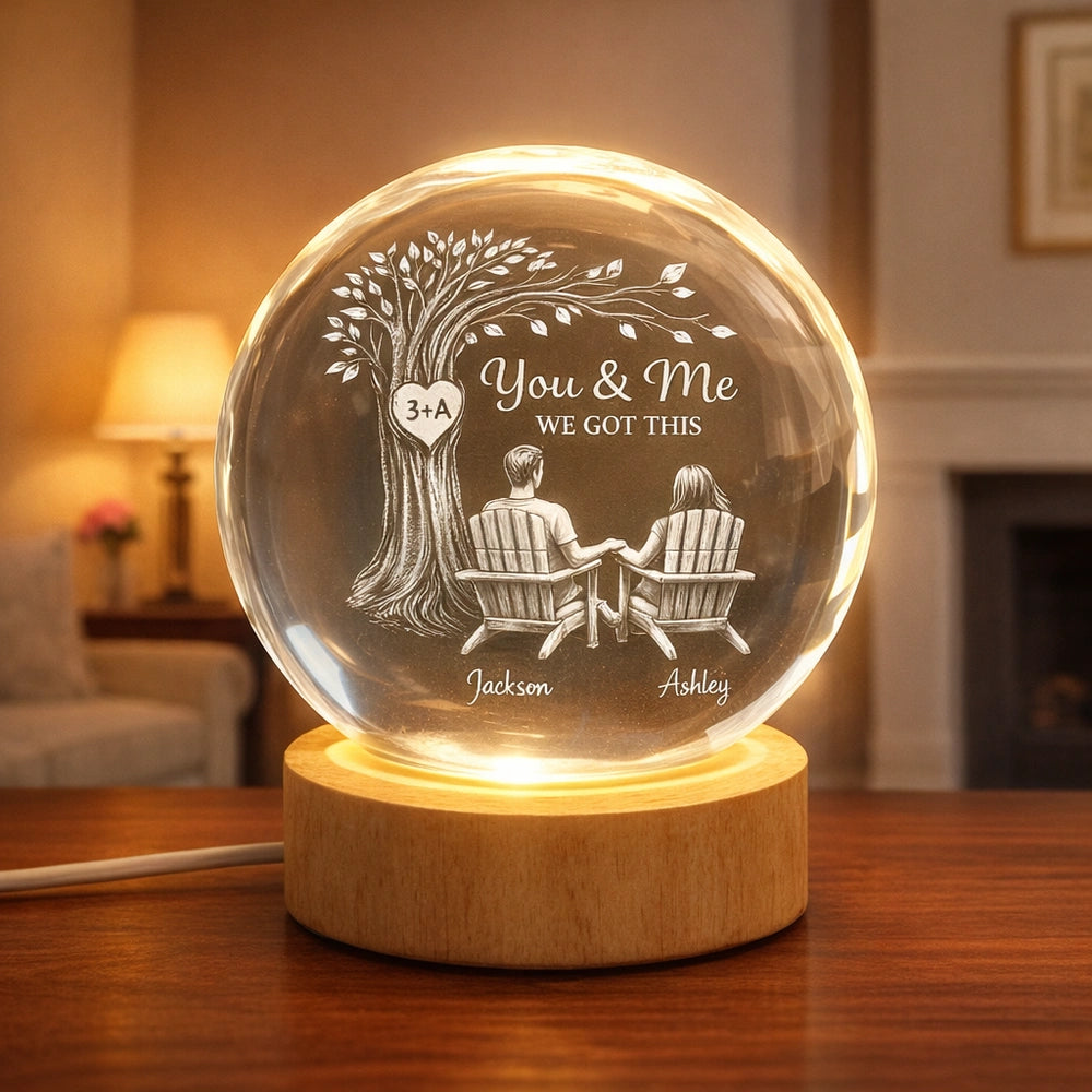 Personalized LED Crystal Night Light for Couples - Romantic Gift Lamp MagicInPrints