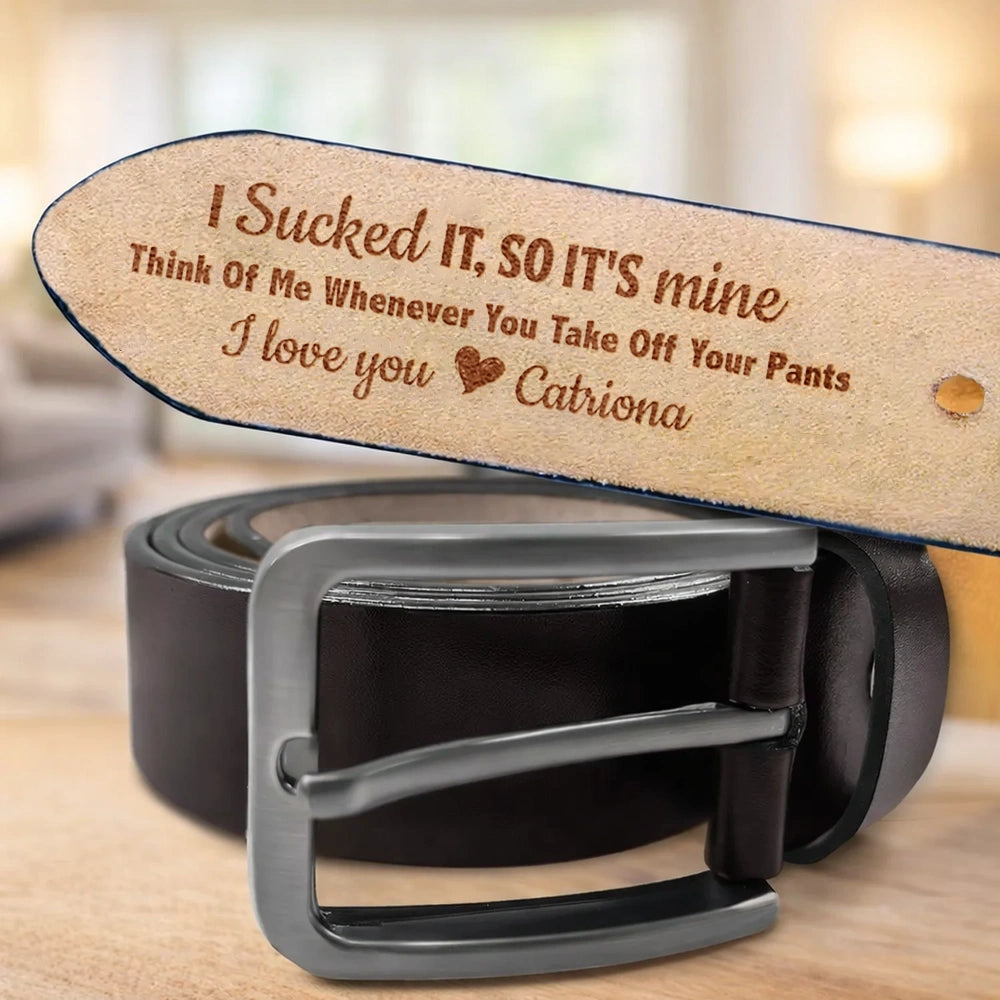 Personalized Leather Belt for Men with Engraved Message - Romantic Gift Belt MagicInPrints