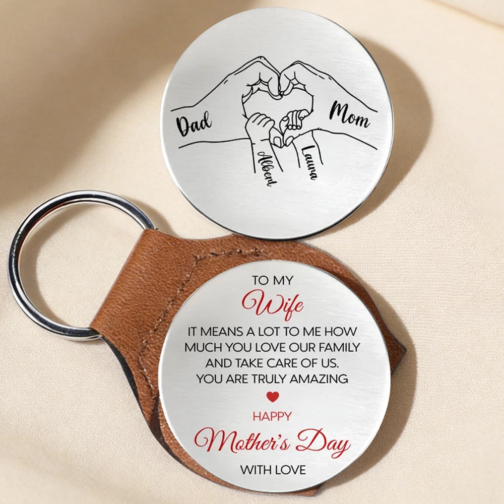 Personalized Keychain for Wife with Family Names - Mother's Day Gift Keychain MagicInPrints