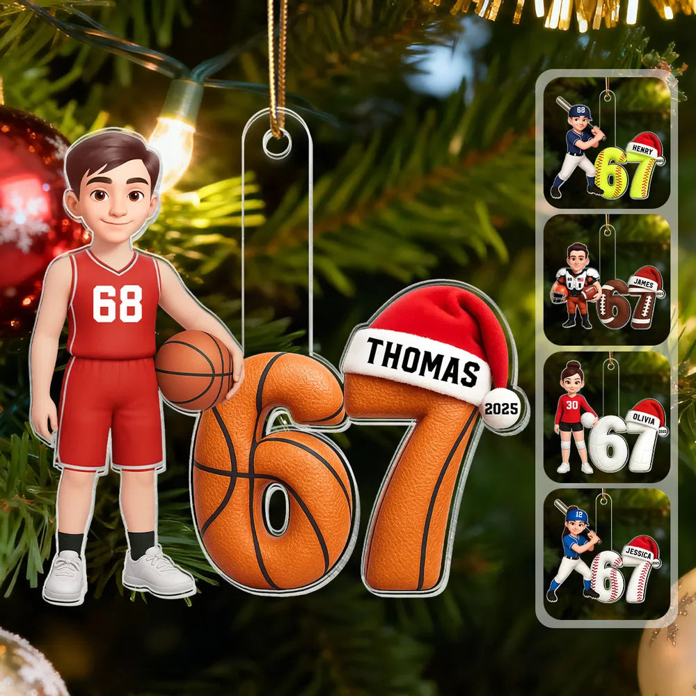 Custom Basketball Player Christmas Ornament for Kids - Personalized Holiday Gift Ornament MagicInPrints