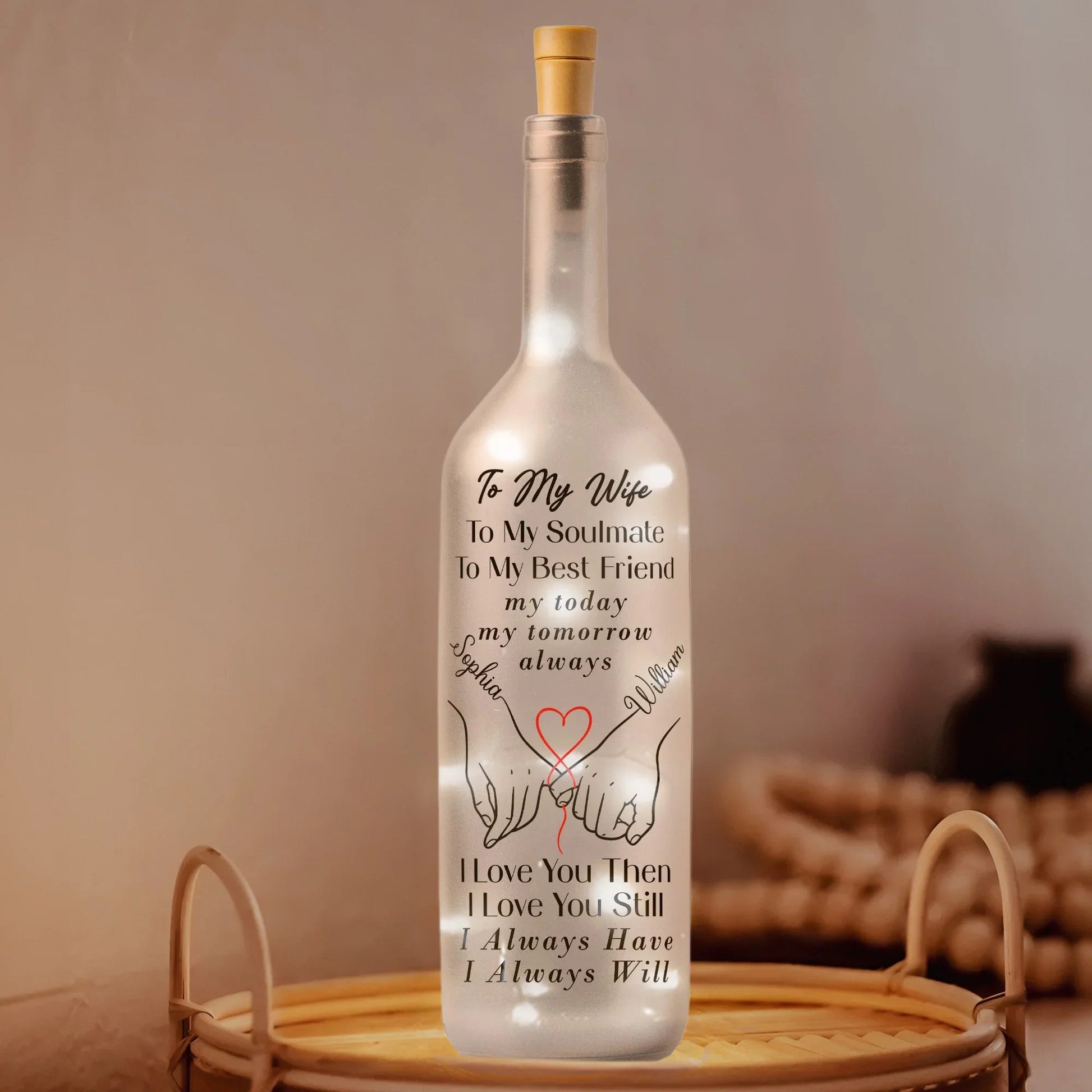 Personalized LED Wine Bottle Lamp for Wife - Romantic Anniversary Gift Lamp MagicInPrints