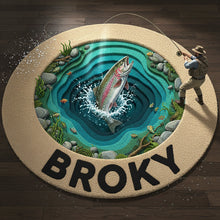 Load image into Gallery viewer, “Catch the Moment” - Personalized Fish Quilted Round Mat for Fishing Lovers Doormat MagicInPrints
