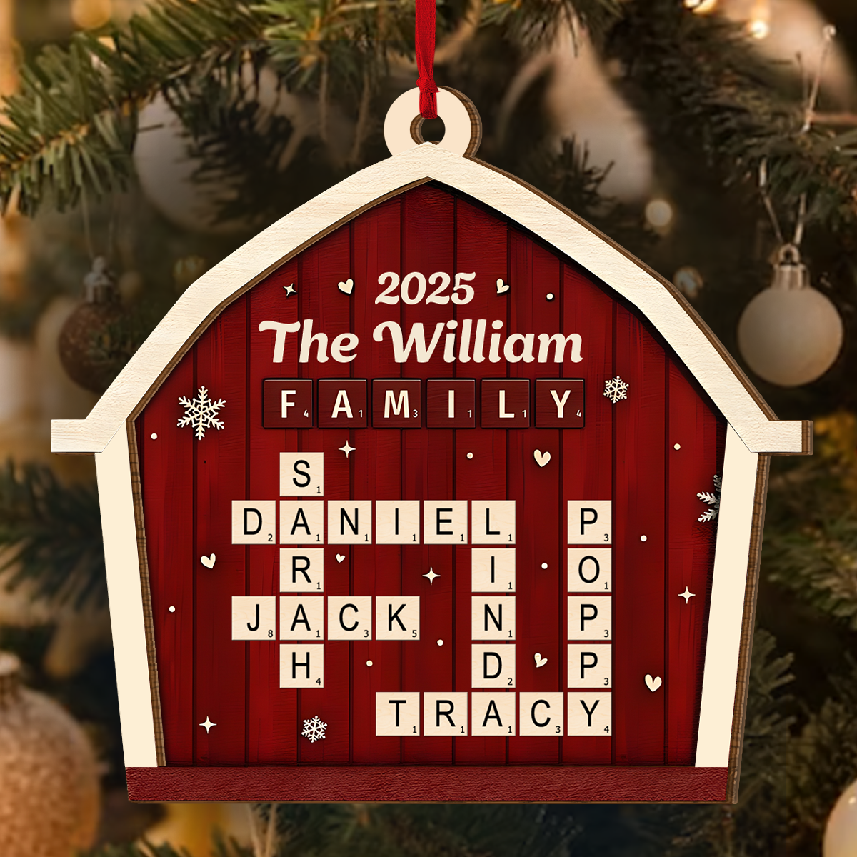 Custom Family Name Christmas Ornament 2025 - Personalized Holiday Decoration Ornament MagicInPrints