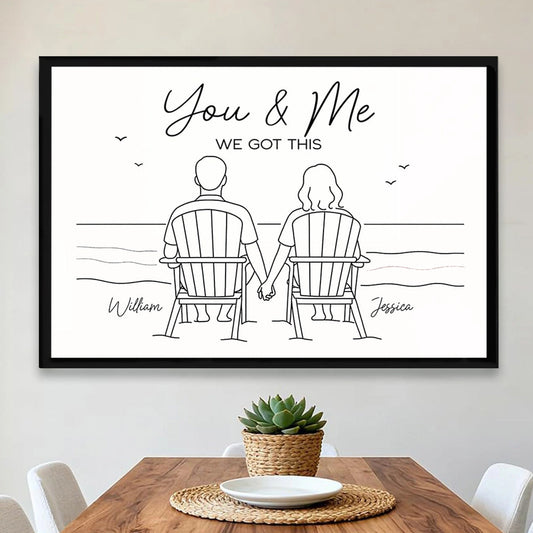 Personalized Couple Illustration Canvas Art - Romantic Gift for Couples Poster or Canvas MagicInPrints