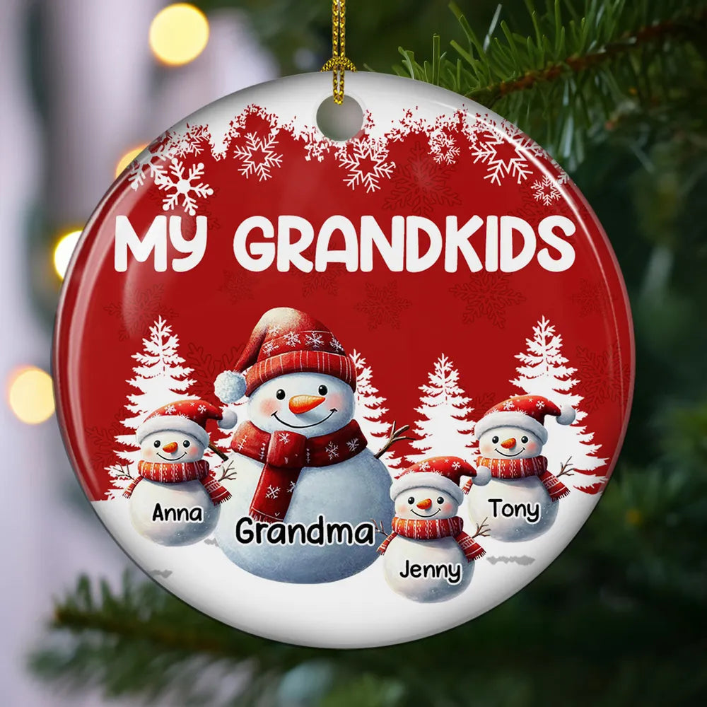 Personalized Christmas Ornament for Grandkids - Snowman Family Keepsake Ornament MagicInPrints
