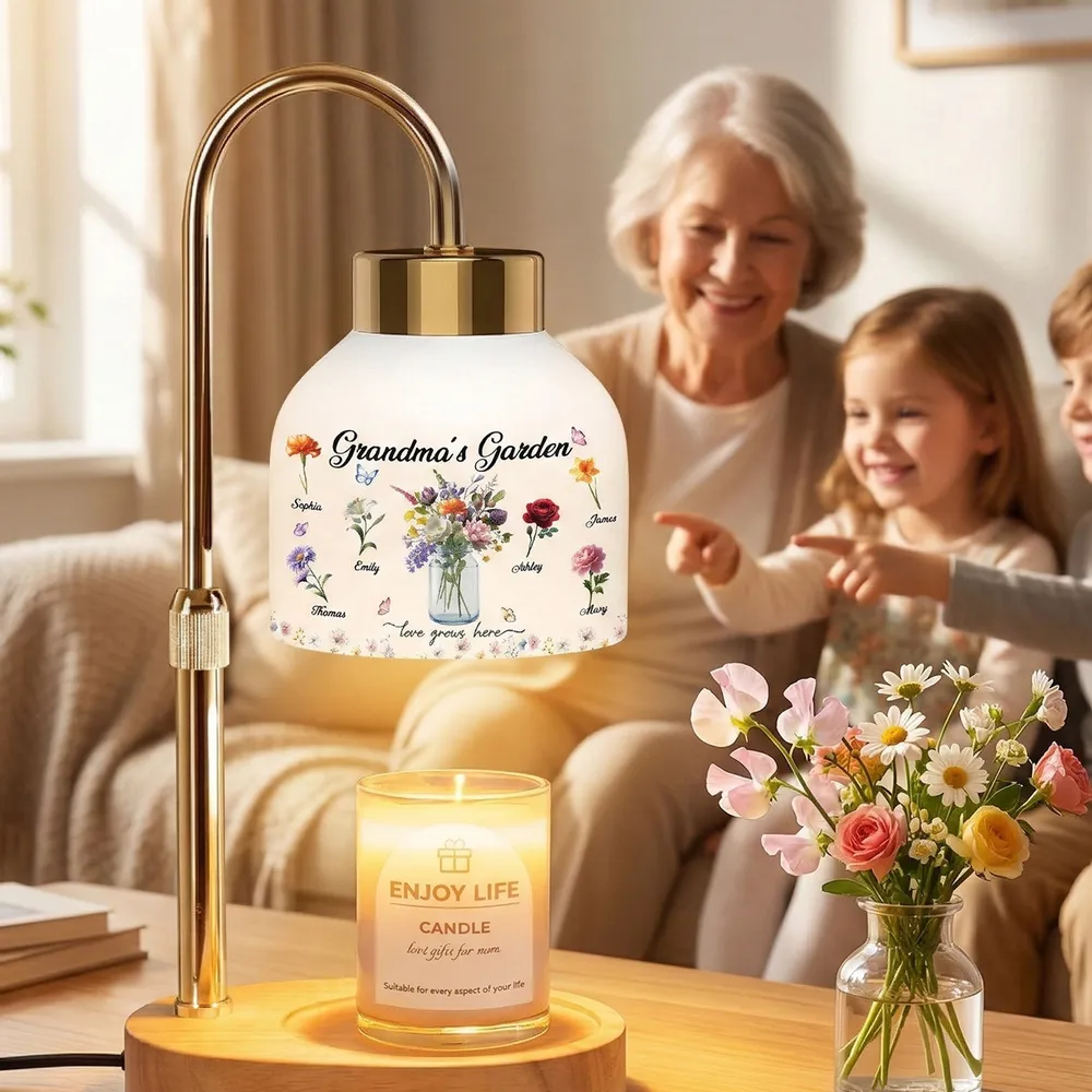 Personalized Floral Lamp for Grandma - Custom Names and Garden Design Lamp MagicInPrints