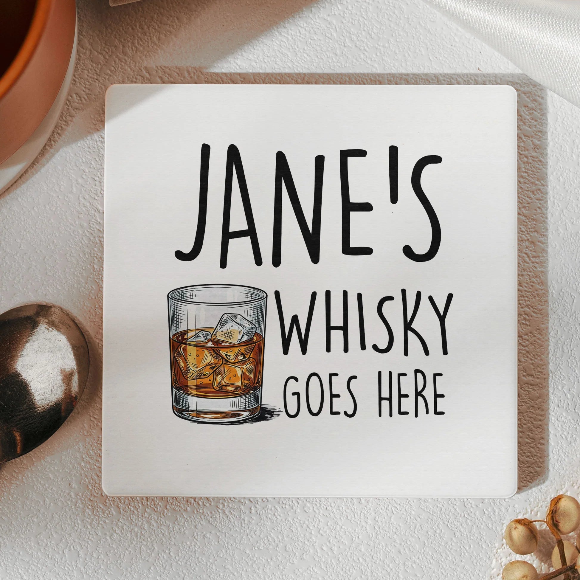 Personalized Drink Coasters Set for Tea, Bourbon, Prosecco, Vodka Lovers - Custom Gift Kitchen Supplies MagicInPrints