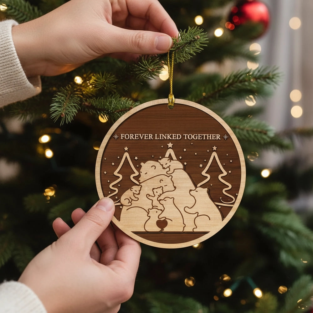 Custom Family Bear Wood Ornament for Christmas - Personalized Holiday Decor Ornament MagicInPrints