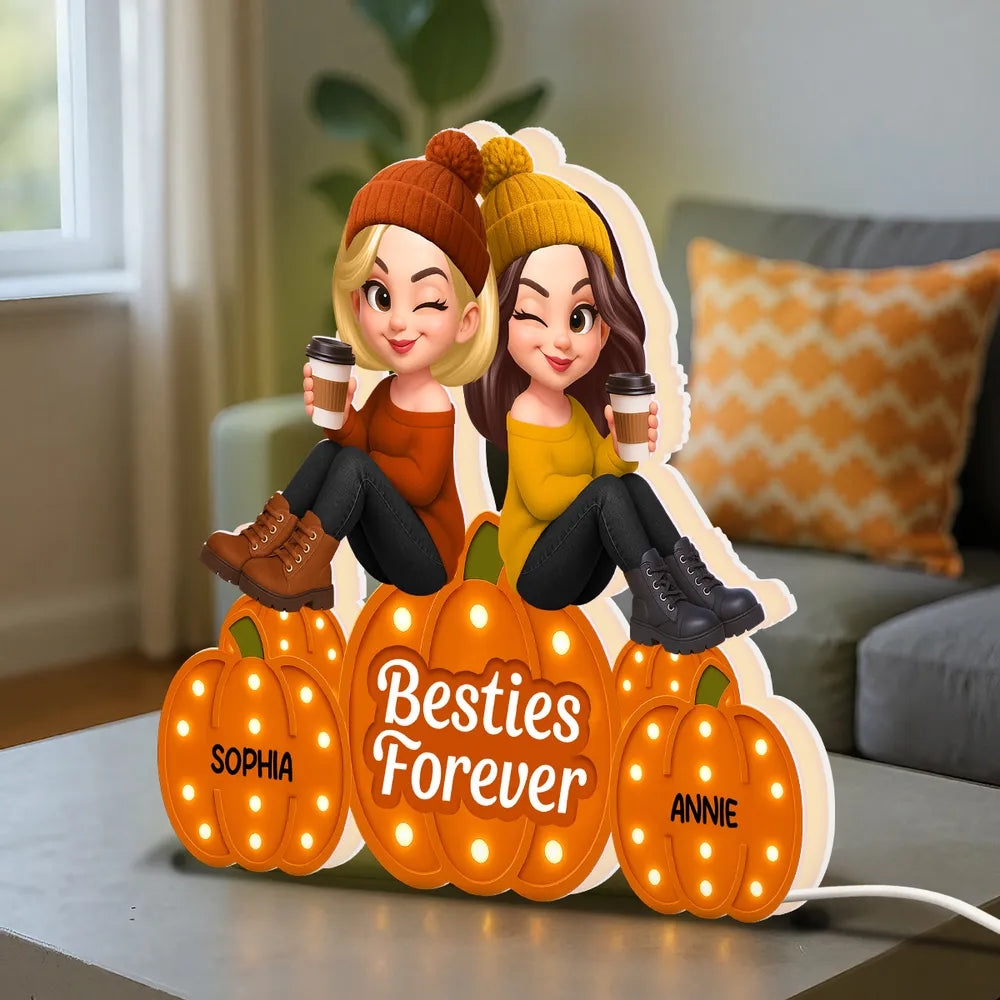 Personalized Best Friends LED Pumpkin Decor for Friends - Gift for Halloween Plaque MagicInPrints