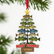 Load image into Gallery viewer, Merry Fishmas! Personalized Fisherman&#39;s Fish Tree Ornament - Custom Gifts for Fishing Enthusiasts Ornament MagicInPrints
