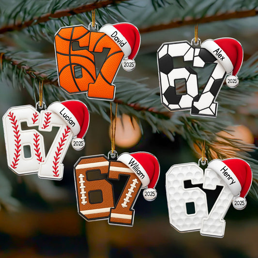 Personalized Sports Number Christmas Ornaments for Kids - Holiday Gift Ornament MagicInPrints