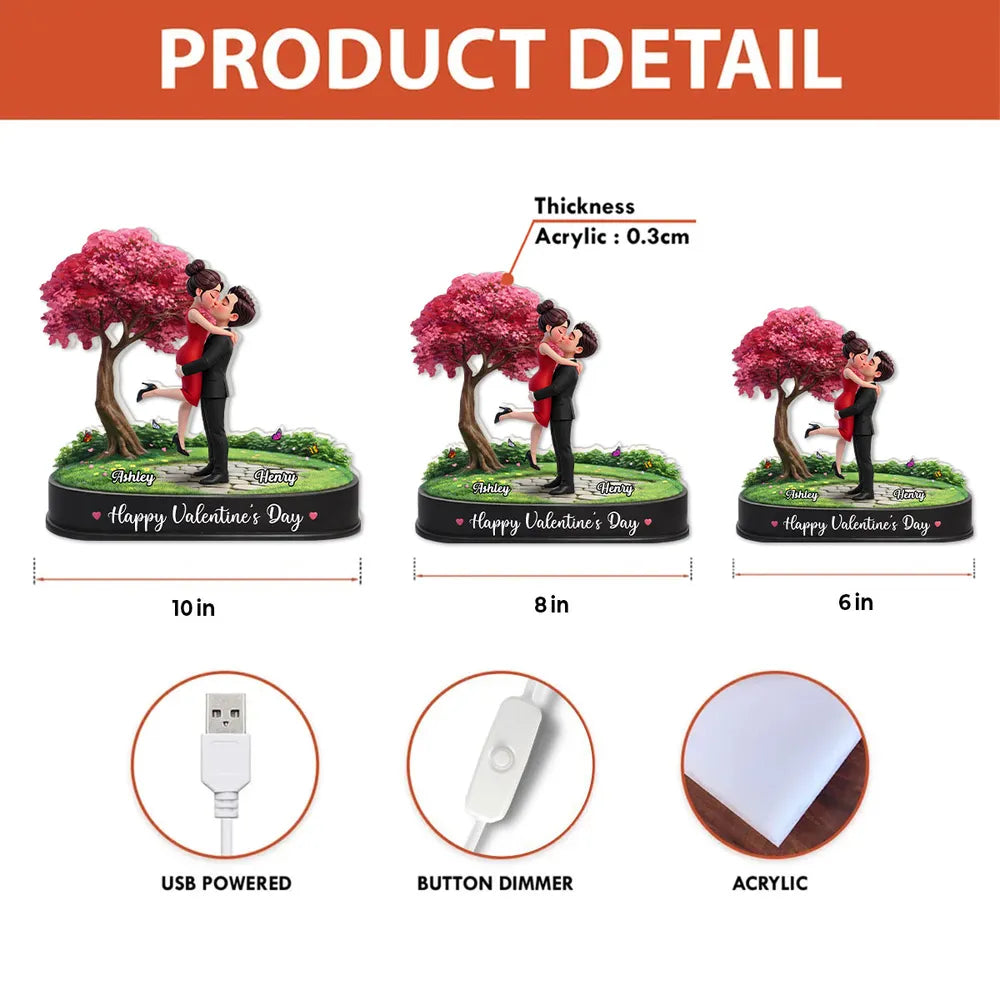 Custom Romantic Couple Figurine with Cherry Blossom Tree - Perfect for Anniversaries Plaque MagicInPrints