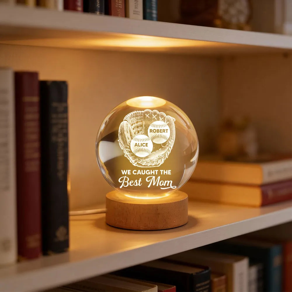 Personalized Baseball Mom LED Lamp with Custom Names - Mother's Day Gift Lamp MagicInPrints