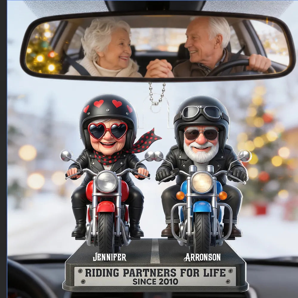 Customized Motorcycle Couple Figurine for Bikers - Anniversary Gift Car Hanger MagicInPrints