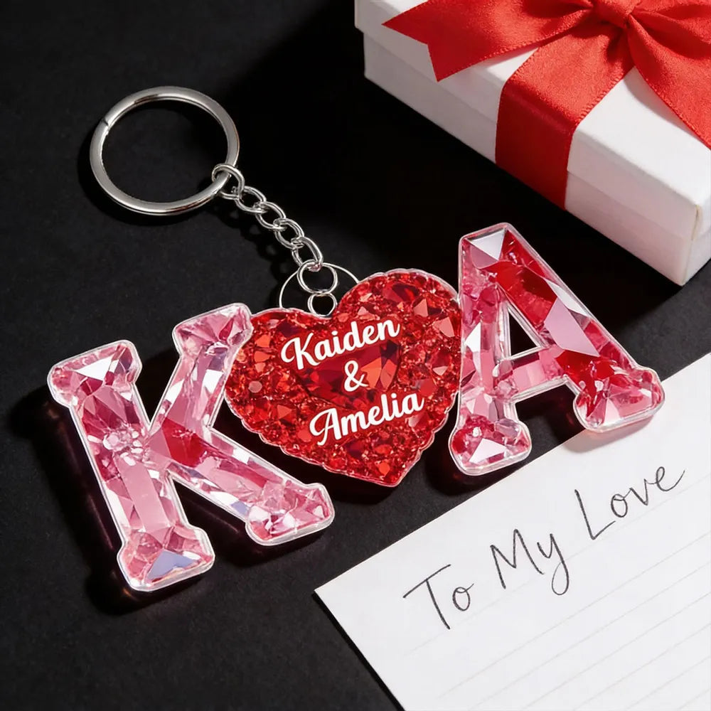 Custom Initials Keychain for Couples - Heart Design Gift Keychain MagicInPrints