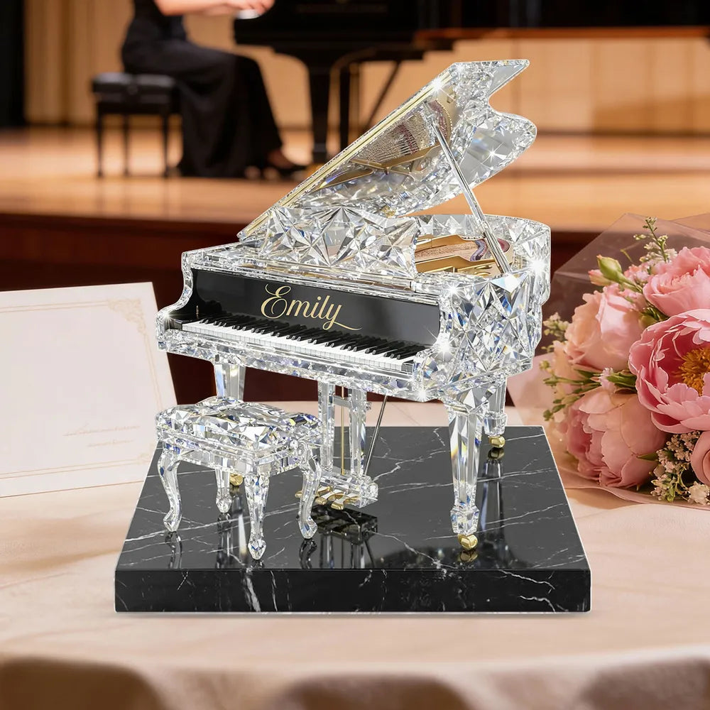 Personalized Crystal Piano Figurine with Custom Name Engraving - Elegant Home Decor Gift Plaque MagicInPrints