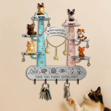 Load image into Gallery viewer, “Have a good day, human servant” - Tiny Fluffy Cat Wood Key Hanger, Personalized Gift for Cat Lovers Wood Sign MagicInPrints
