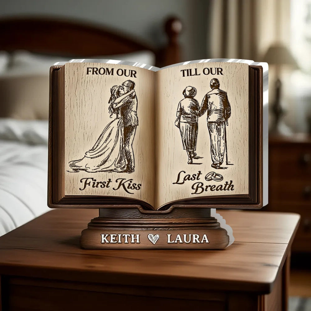 Personalized Wooden Book Sculpture for Couples - Romantic Anniversary Gift Plaque MagicInPrints