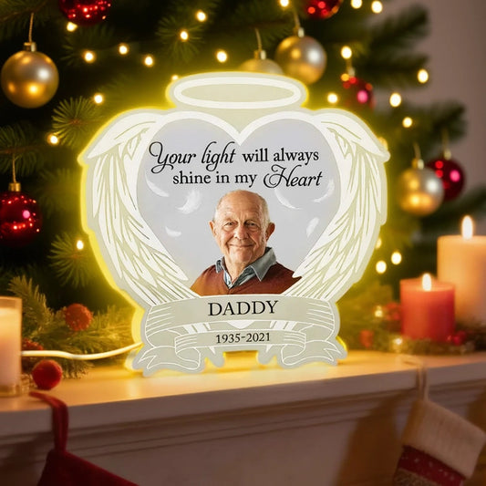 Personalized Memorial LED Light for Dad - Sentimental Remembrance Gift Plaque MagicInPrints
