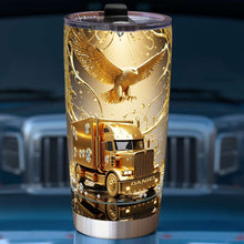 Load image into Gallery viewer, Golden Semi Truck Tumbler - Personalized Gift for Truckers Tumbler Cup MagicInPrints
