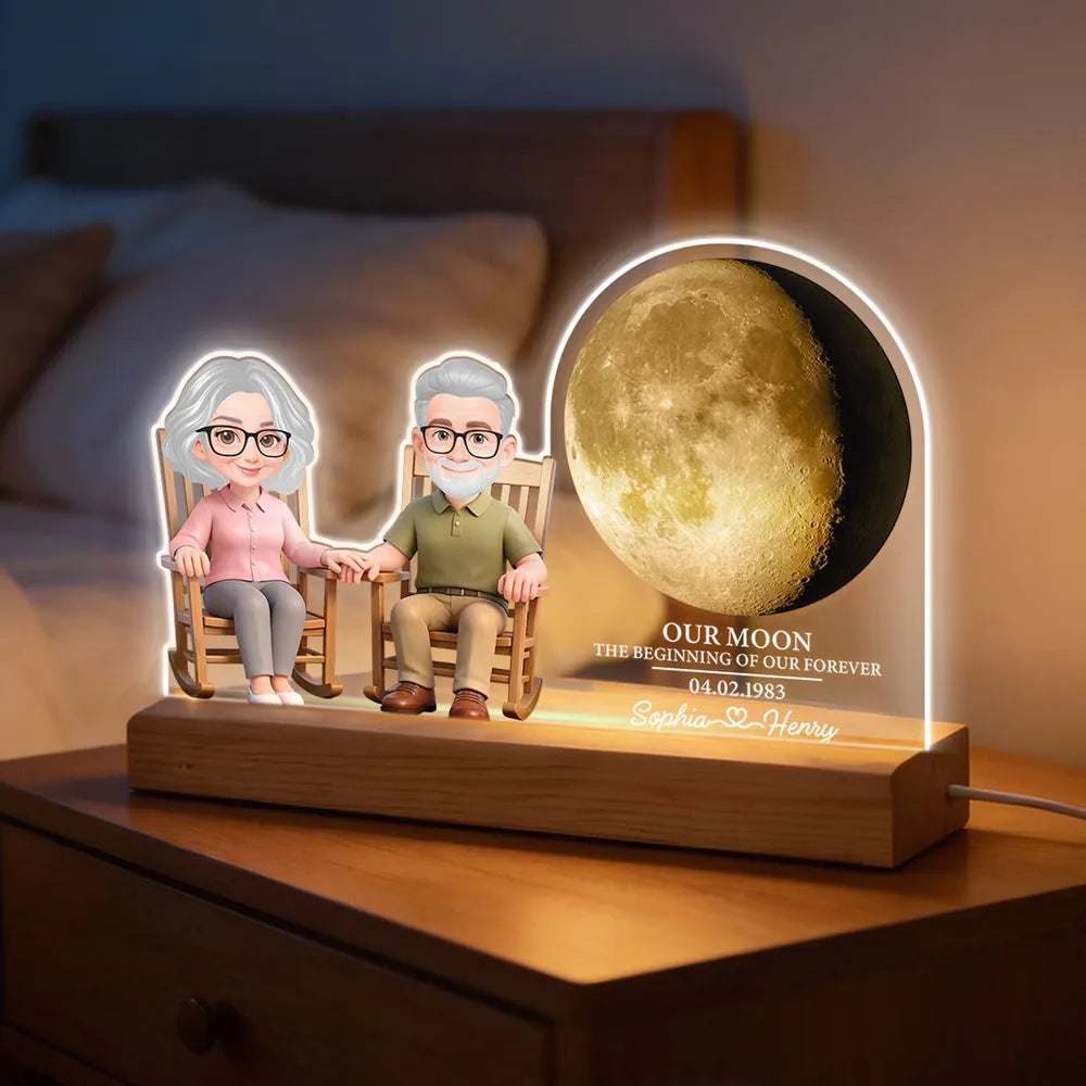 Custom LED Night Light for Couples - Personalized Anniversary Gift Plaque MagicInPrints