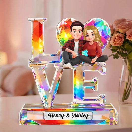 Custom Crystal Love Figurine for Couples with Personalized Names - Romantic Gift Plaque MagicInPrints